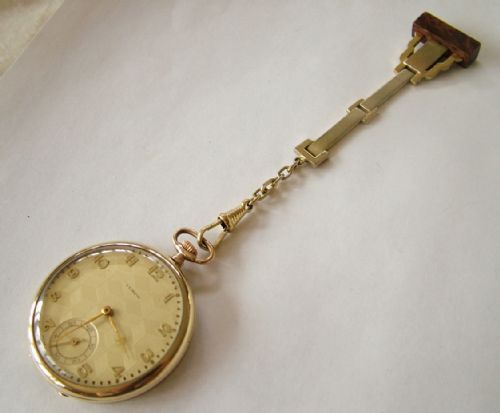 Vintage 1930s Art Deco Tempo Pocket Watch & Chain