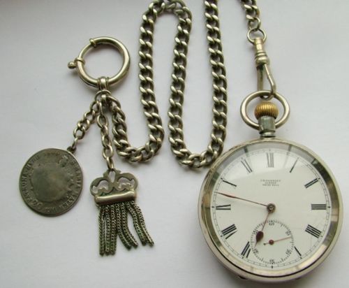 fig 1. Antique 1910 Omega pocket watch & chain