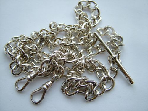 Vintage Silver Double Pocket Watch Chain