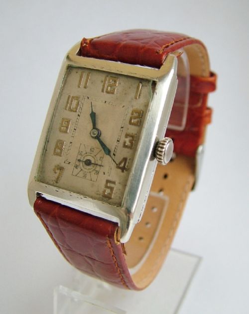 fig 1. 1926 gents silver Art Deco wrist watch