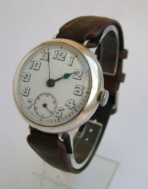 fig 1. Gents WW1 1918 silver trench watch