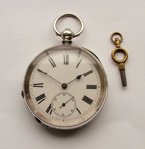 Antique Swiss .935 Silver Key Winding Pocket Watch