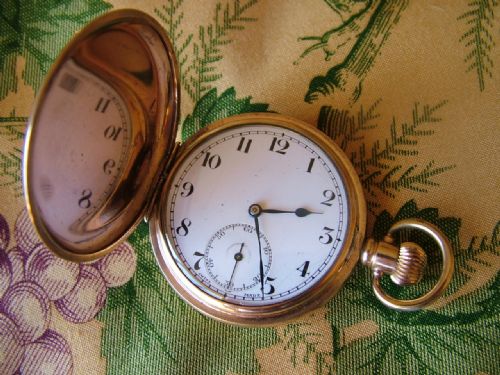 Antique Full Hunter Gold Plated Pocket Watch