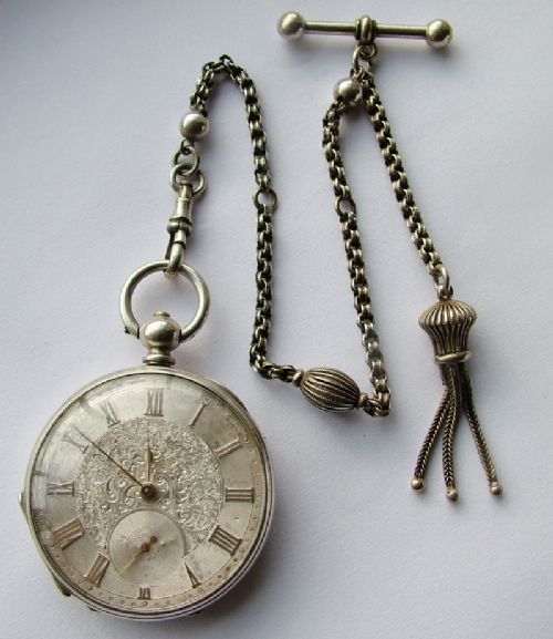 fig 1. Antique Jules Girod pocket watch & albertina