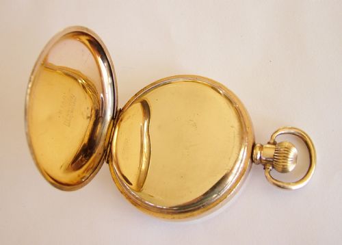fig 2. Vintage 1920s gold plated Vertex full hunter pocket watch