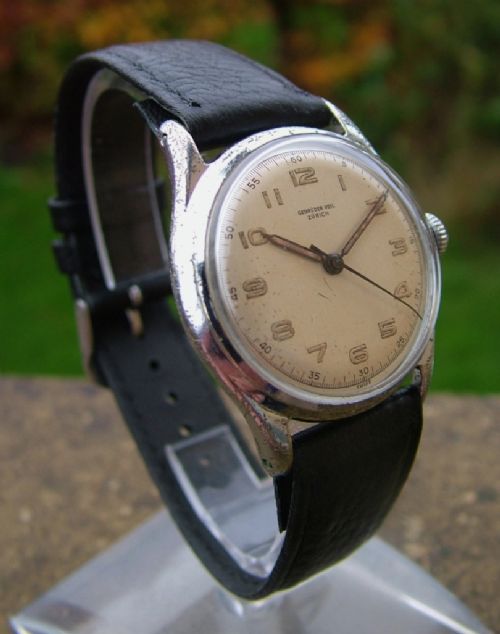 fig 1. Vintage 1940s gents Gebruder Veil of Zurich wrist watch