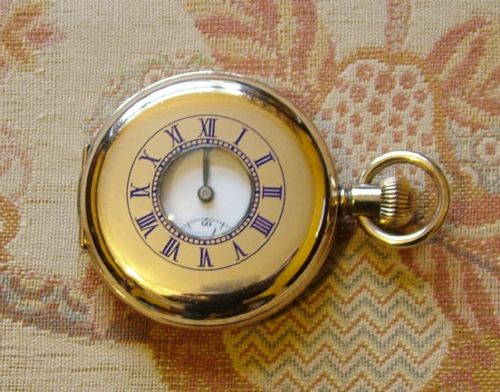 Vintage 1920s Gold Plated Half Hunter Pocket Watch