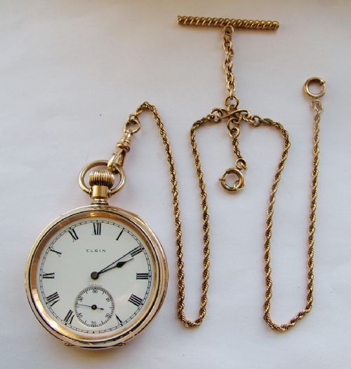 fig 1. 1924 Elgin pocket watch & chain