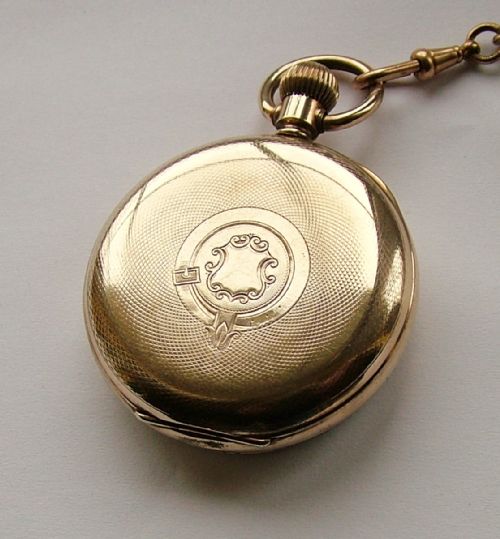 fig 1. Vintage 1920s Swiss gold plated pocket watch & Albert