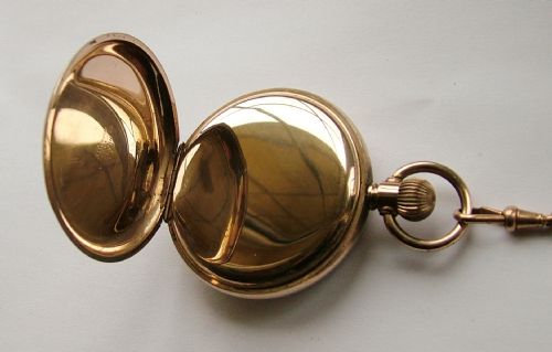 fig 2. Vintage 1920s Swiss gold plated pocket watch & Albert