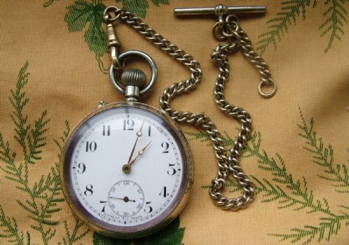 1920s Nickel Pocket Watch and Albert