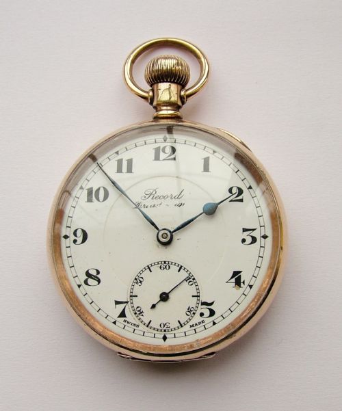 fig 1. Vintage 1920s Record Dreadnought pocket watch