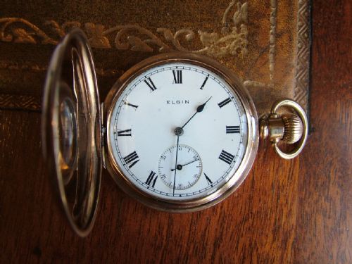 fig 1. Antique Elgin half hunter pocket watch, 1912