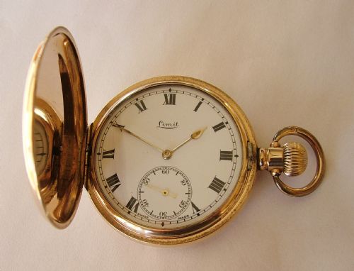 Vintage 1920s Gold Plated Limit Full Hunter Pocket Watch