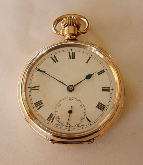 Vintage 1920s Swiss 10k Gold Filled Pocket Watch