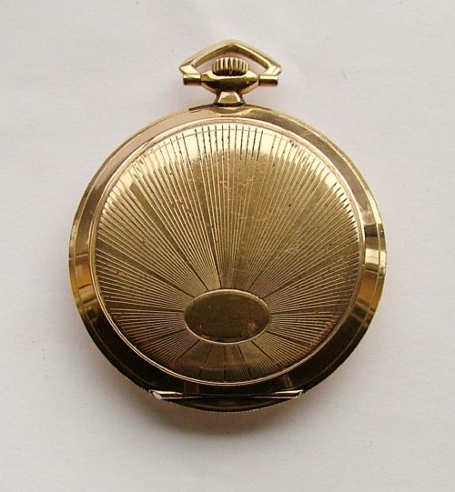 fig 2. Vintage 1930s Art Deco gold plated stem-winding pocket watch