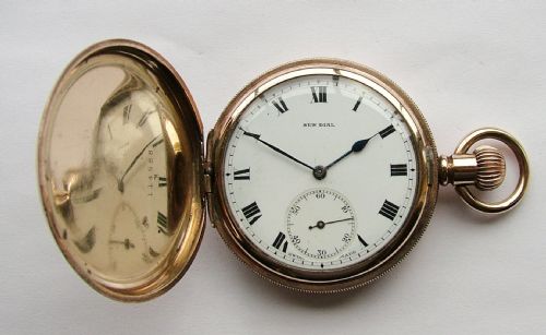 fig 1. Vintage 1920s gold plated Sun Dial full hunter pocket watch