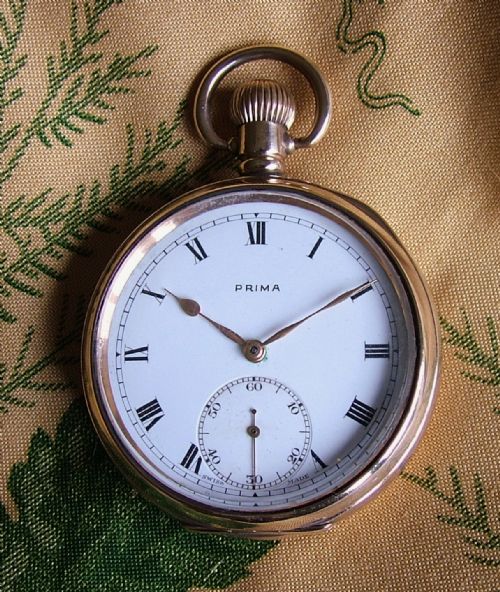 Vintage 1920s Prima 10k Gold Filled Pocket Watch