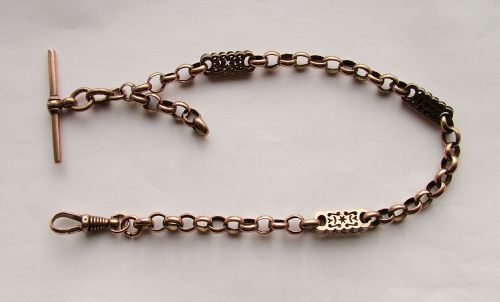 Edwardian Rose Gold Plated Watch Albert / Chain