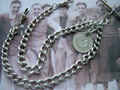 Heavy Antique Silver Watch Chain
