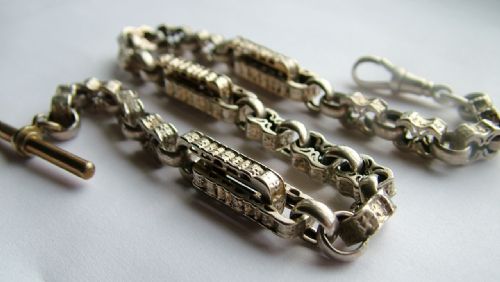 Edwardian Silver Pocket Watch Chain