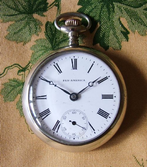 Antique 1910s Pan-america Stem Winding Pocket Watch