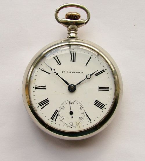 fig 2. Antique 1910s Pan-America stem winding pocket watch