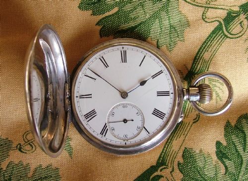 Antique Swiss Silver Full Hunter Pocket Watch Exd by Dent