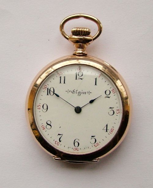 fig 1. Antique 1903 Elgin gold filled stem winding fob watch
