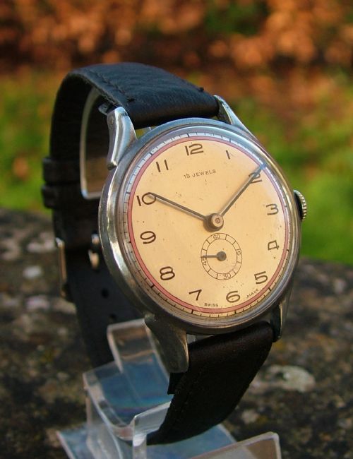 fig 1. Gents 1940s Swiss hand winding wrist watch