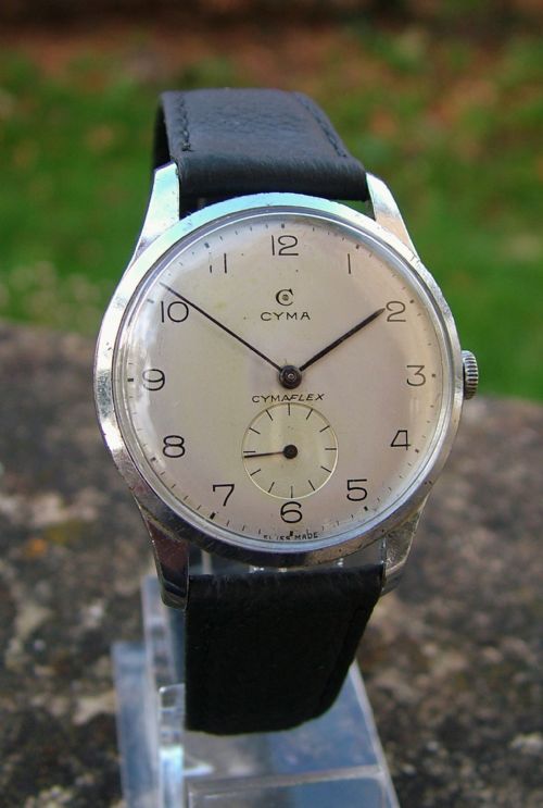 vintage gents 1940s cyma wrist watch - CATEGORY: ANTIQUE CLOCKS - DATED 1940