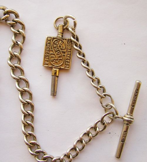 fig 1. Vintage 1924 silver H Samuel pocket watch & Albert