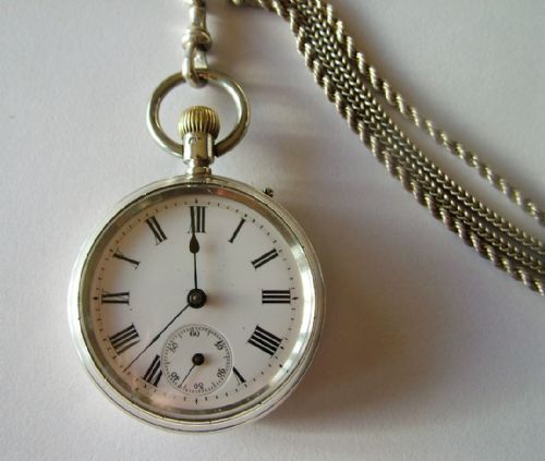 fig 2. Small antique silver pocket watch and albertina