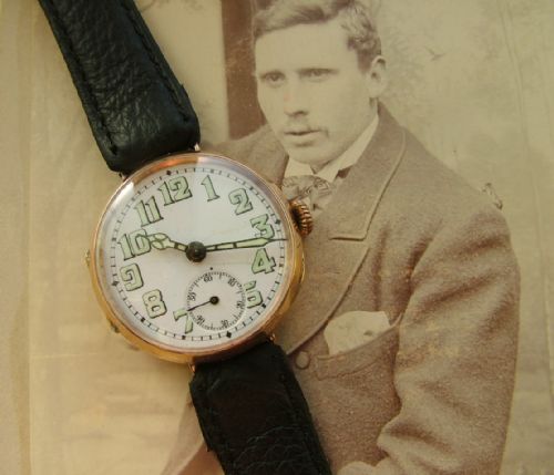 Gents Ww1 9ct Gold Trench Watch, 1915