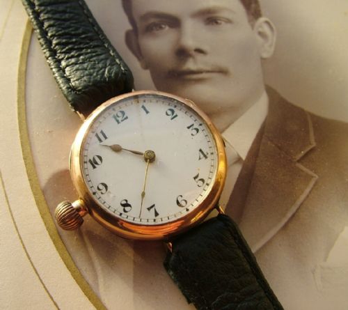 Gents 9ct Rose Gold Left Handed Wrist Watch, 1920s