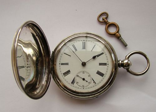 fig 1. Antique silver full hunter pocket watch J.B.Dent London