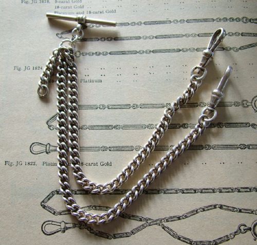 Vintage Plated Double Pocket Watch Chain