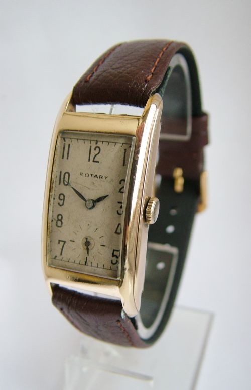 fig 2. Vintage 1940s 9ct gold Rotary curvex wrist watch