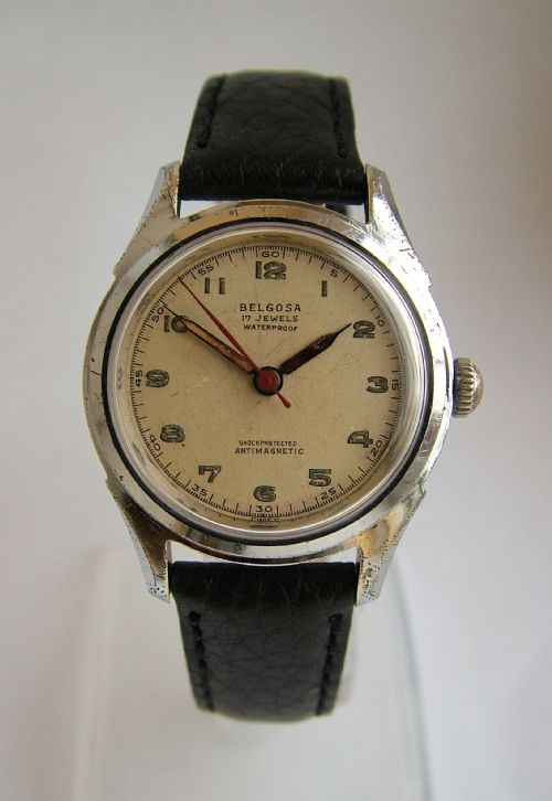fig 1. Vintage 1940s gents Belgosa hand winding wrist watch