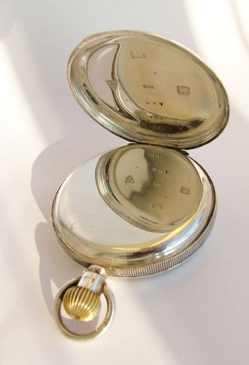 fig 2. Antique 1908 silver Vertex stem winding pocket watch