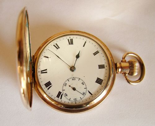 Vintage 1920s Swiss Gold Plated Full Hunter Pocket Watch