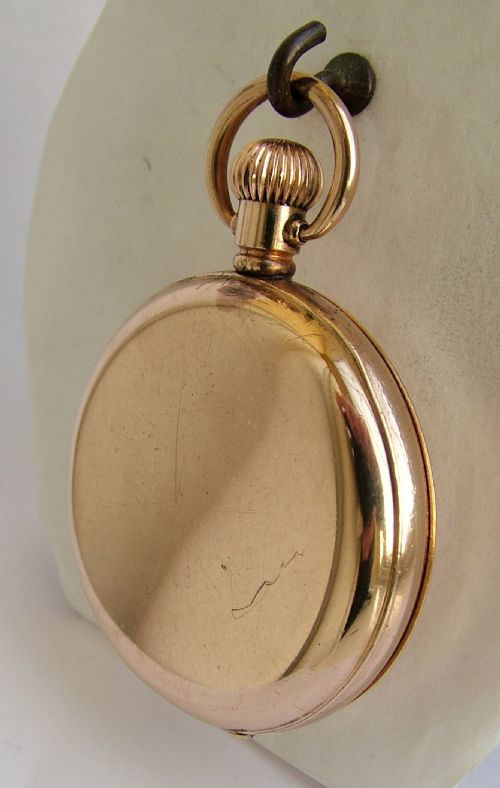 fig 1. Vintage 1920s Moeris gold plated half hunter pocket watch