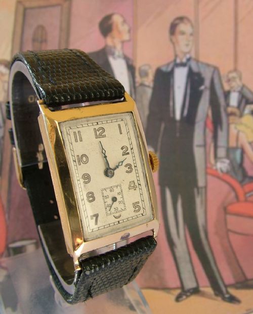 Gents 18ct Gold Record Wrist Watch, 1934