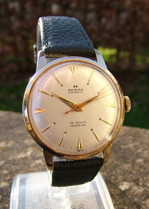 fig 1. Vintage gents 1950s Oebra automatic wrist watch