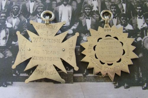 fig 1. Antique silver Police Minstrel Troupe medals