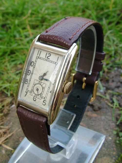 Gents 9ct Rose Gold & White Gold Art Deco Watch