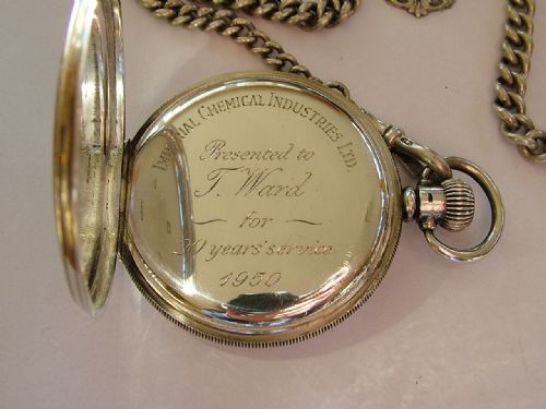 fig 3. Vintage silver Record pocket watch & chain