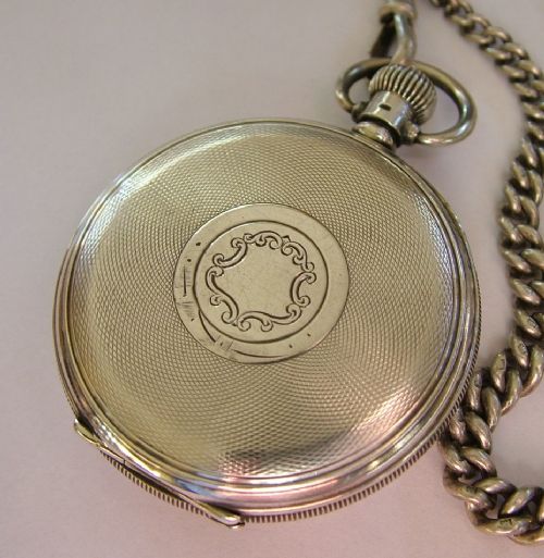 fig 2. Vintage silver Record pocket watch & chain