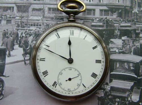 Vintage 1910s Swiss Gun Metal Pocket Watch