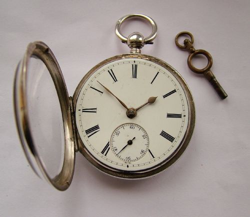 fig 1. Antique 1892 silver fusee pocket watch